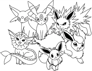 Eevee evoluties kleurplaat om te printen en kleuren