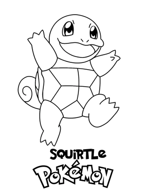 Squirtle springt vrolijk kleurplaat om te printen en kleuren