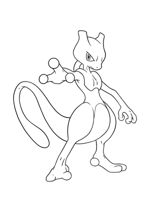 Mewtwo in actie kleurplaat om te printen en kleuren