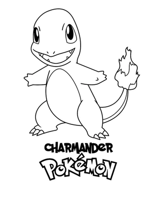 Vrolijke charmander kleurplaat om te printen en kleuren