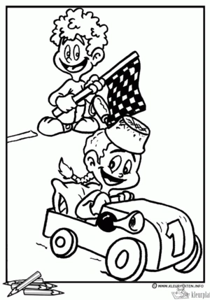 Raceauto 8 kleurplaat om te printen en kleuren
