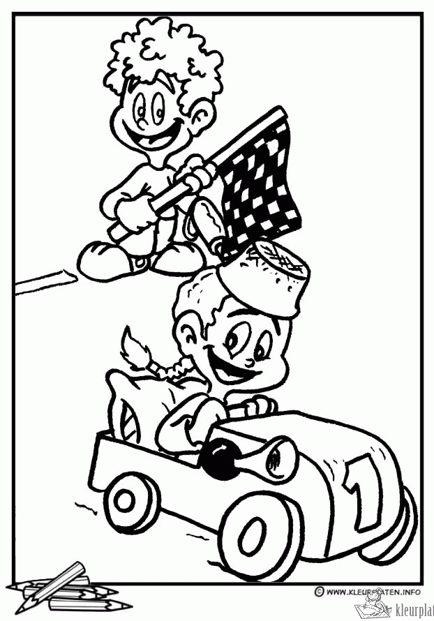 Raceauto 8 kleurplaat