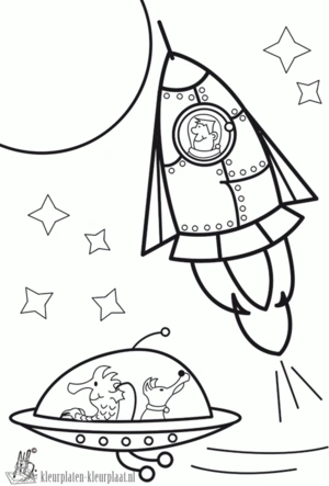 Raket 8 kleurplaat om te printen en kleuren