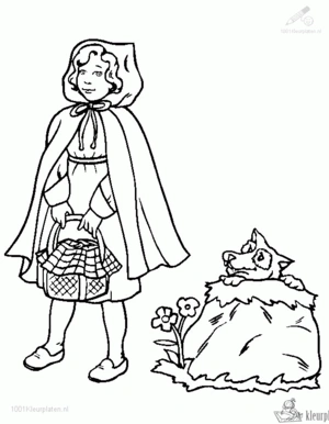 Roodkapje 4 kleurplaat om te printen en kleuren