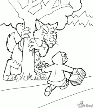 Roodkapje 5 kleurplaat om te printen en kleuren