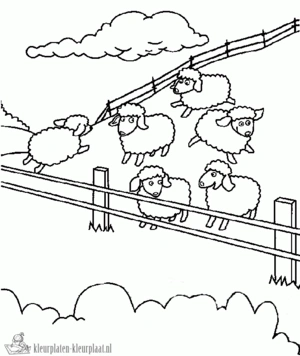 Schaap 38 kleurplaat om te printen en kleuren