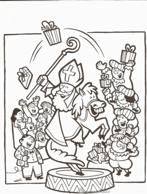 Sinterklaas 66 kleurplaat om te printen en kleuren