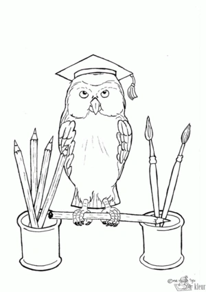 Uil 19 kleurplaat om te printen en kleuren