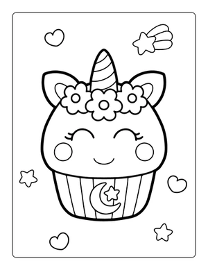 Cupcake unicorn kleurplaat om te printen en kleuren