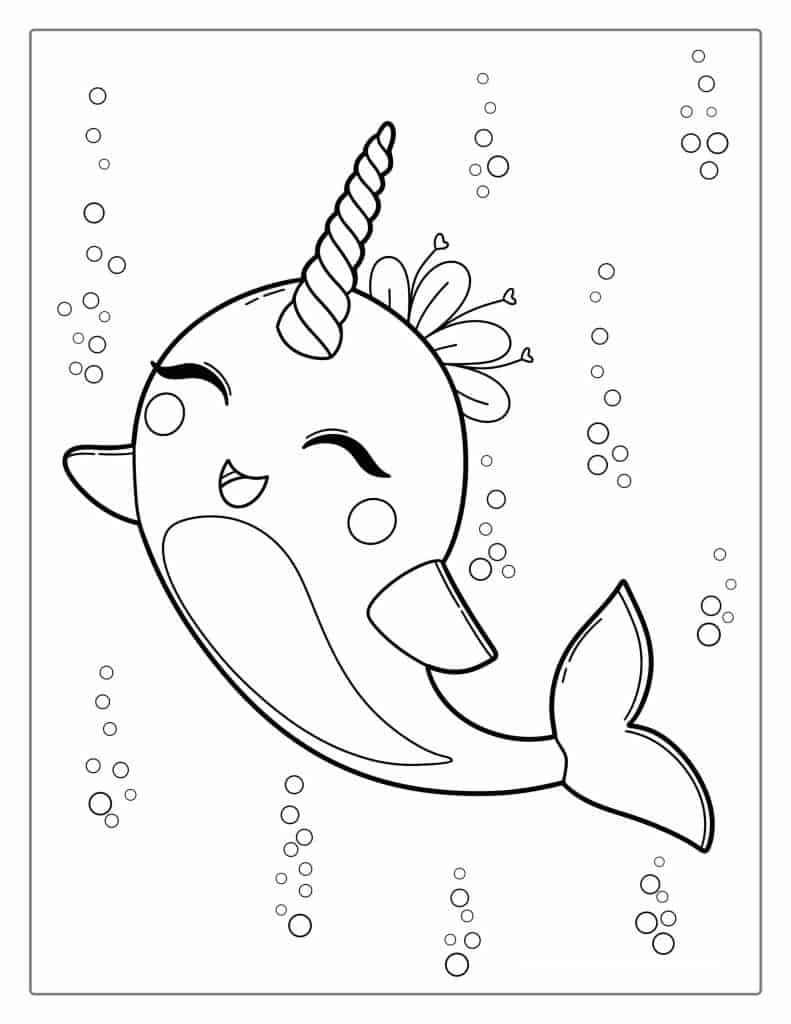 Dolfijn unicorn kleurplaat