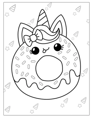 Lekkere donut unicorn kleurplaat om te printen en kleuren