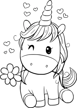 Schattige unicorn knipoog kleurplaat om te printen en kleuren