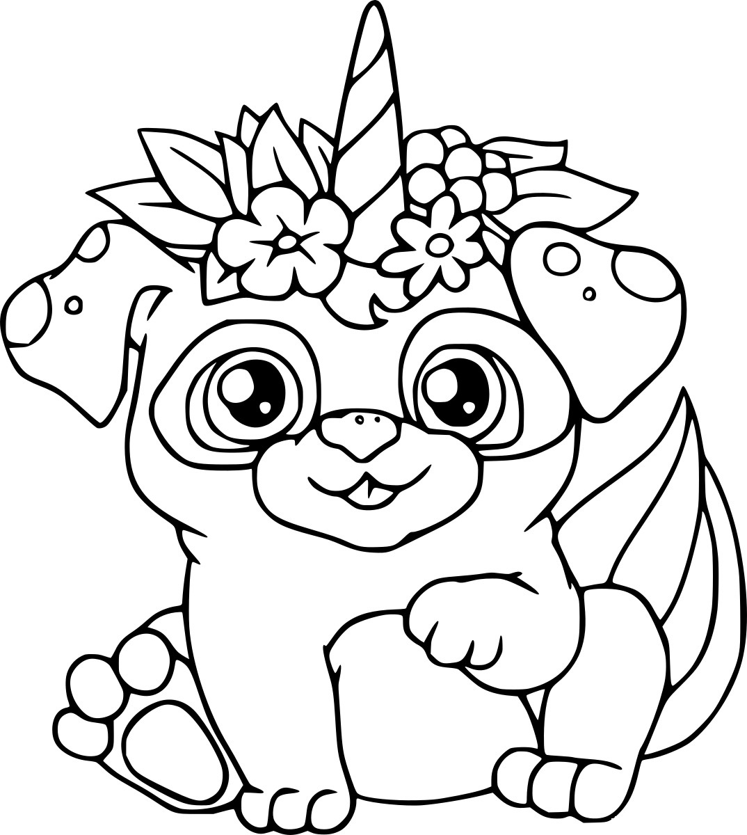 Unicorn hondje kleurplaat