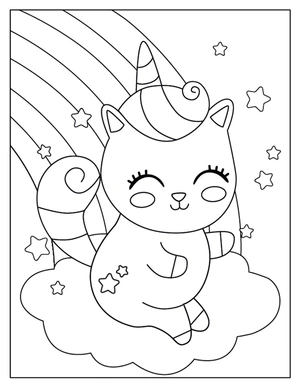 Unicorn kitten kleurplaat om te printen en kleuren