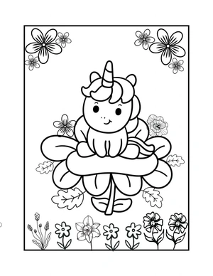 Unicorn met bloemen kleurplaat om te printen en kleuren