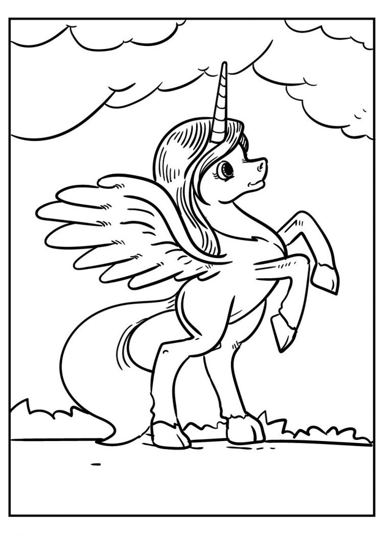 Unicorn paard met vleugels kleurplaat