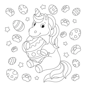 Unicorn pasen kleurplaat om te printen en kleuren