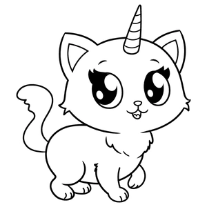 Unicorn poesje kleurplaat om te printen en kleuren