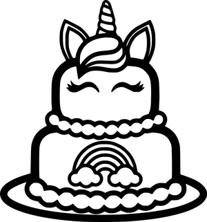 Unicorn taart kleurplaat om te printen en kleuren