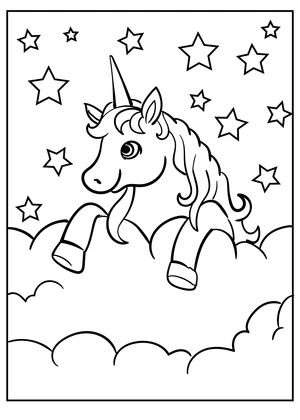 Unicorn veulen kleurplaat om te printen en kleuren