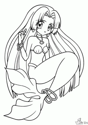 Zeemeermin 4 kleurplaat om te printen en kleuren