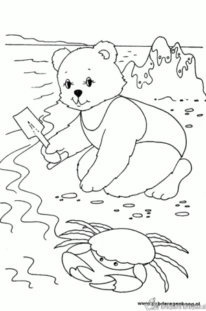 Aan het strand kleurplaat om te printen en kleuren