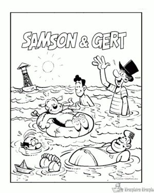 Samon en Gert aan zee kleurplaat om te printen en kleuren