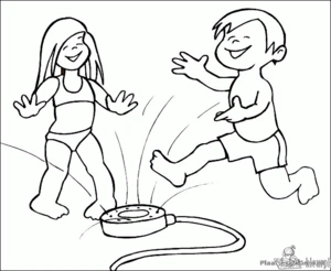 Spelen tijdens de zomervakantie kleurplaat om te printen en kleuren