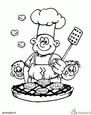 Zomer barbeque kleurplaat om te printen en kleuren
