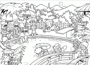 Zwemmen tijdens de zomer vakantie kleurplaat om te printen en kleuren